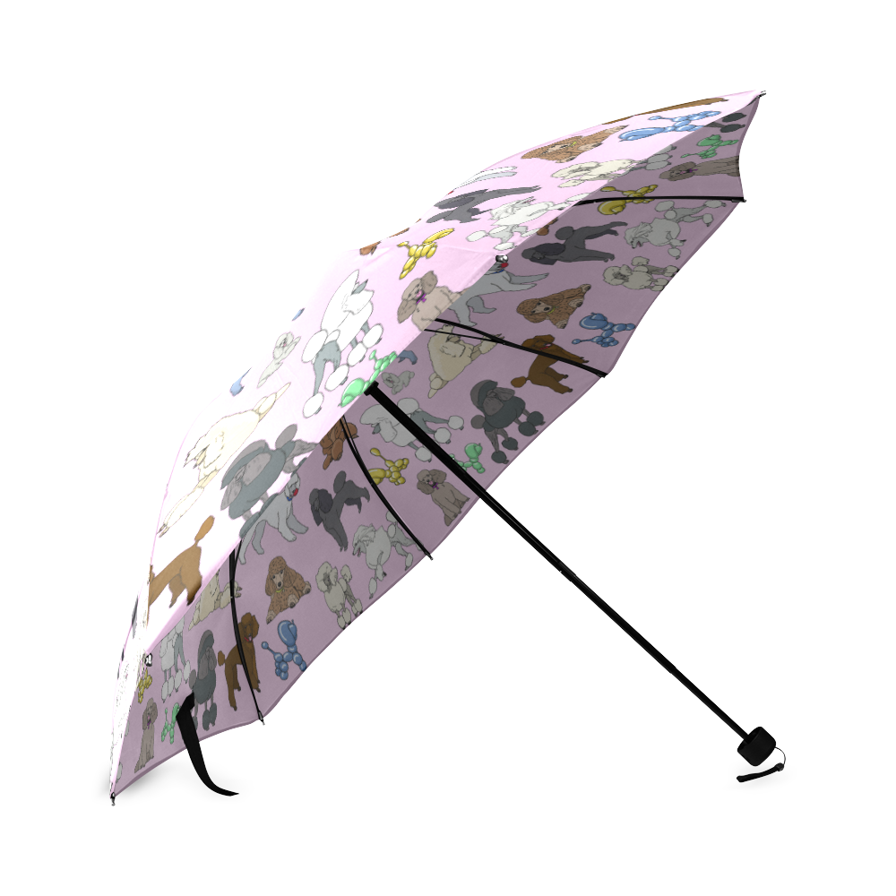 poodle umbrella pink Foldable Umbrella (Model U01)
