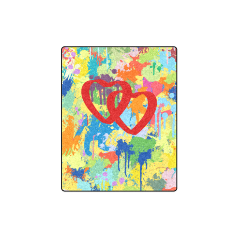 Love Hearts Colorful Splash Design Blanket 40"x50"