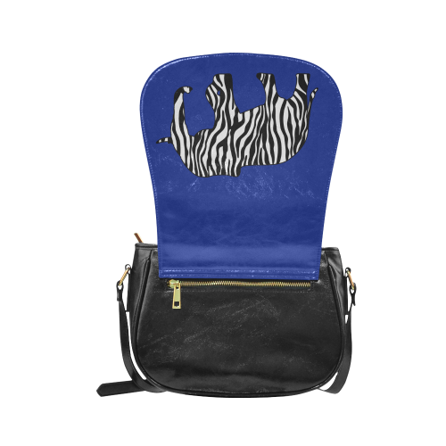 ZEBRAPHANT Elephant with Zebra Stripes black white Classic Saddle Bag/Large (Model 1648)