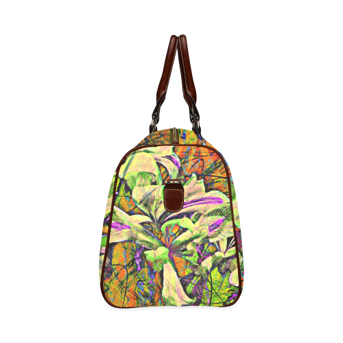 Abstract Iris in Yellow Travel Bag by Martina Webster Waterproof Travel Bag/Small (Model 1639)