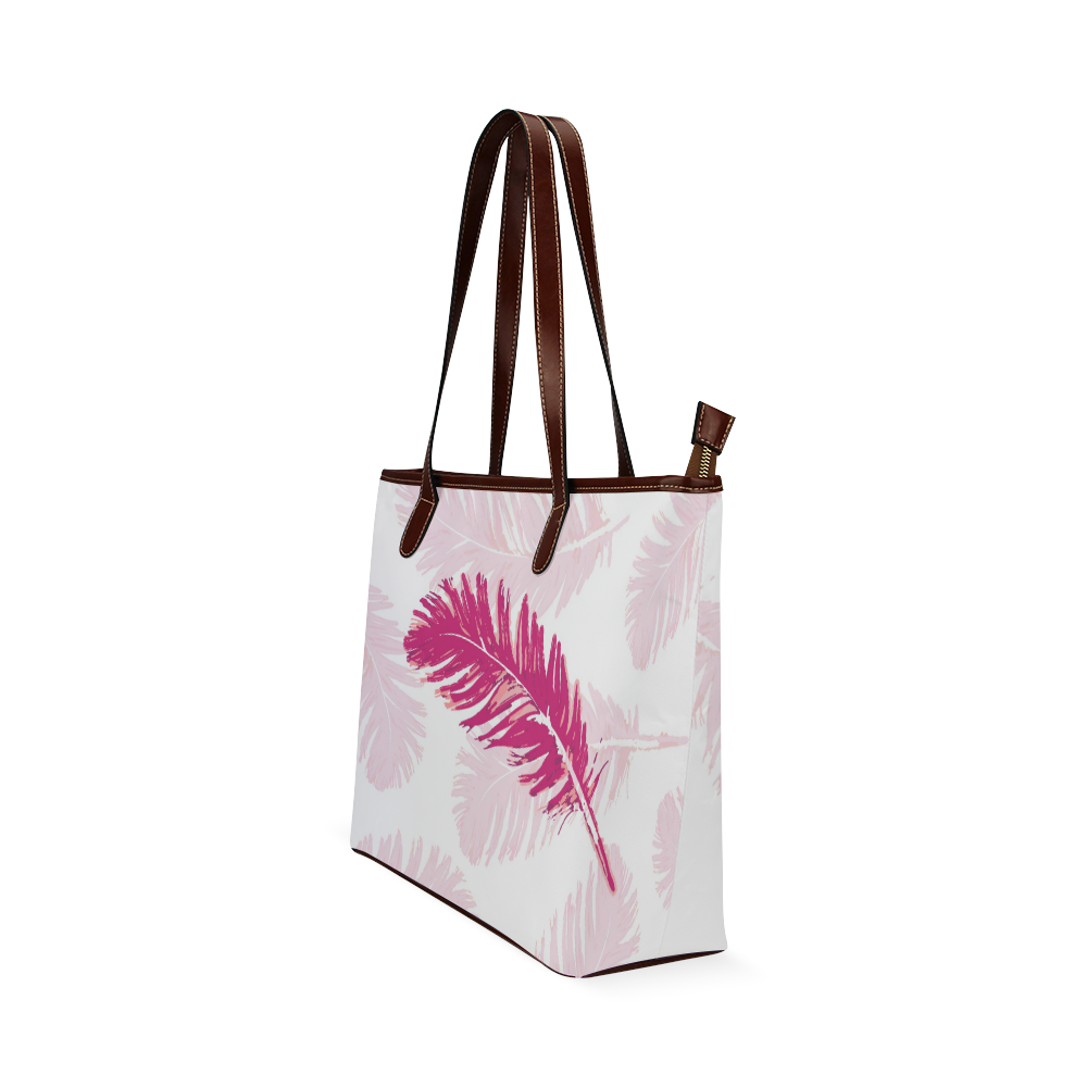 Pink feathers Shoulder Tote Bag (Model 1646) | ID: D405595