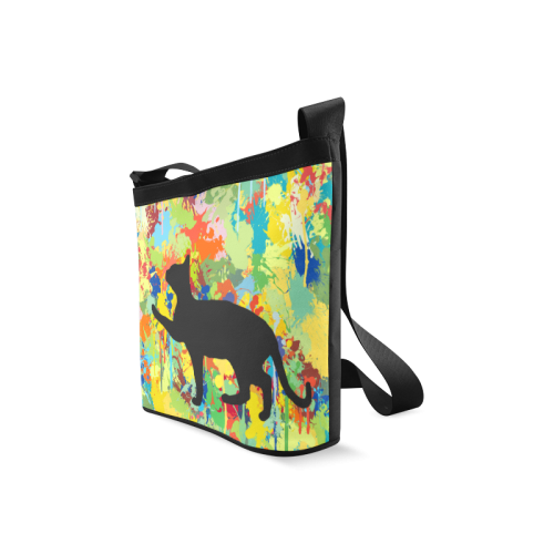 Lovely Cat Colorful Splash Complet Crossbody Bags (Model 1613)