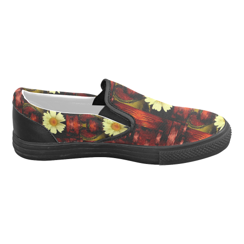 Love and flowers in the colors of love popart Women's Unusual Slip-on Canvas Shoes (Model 019)
