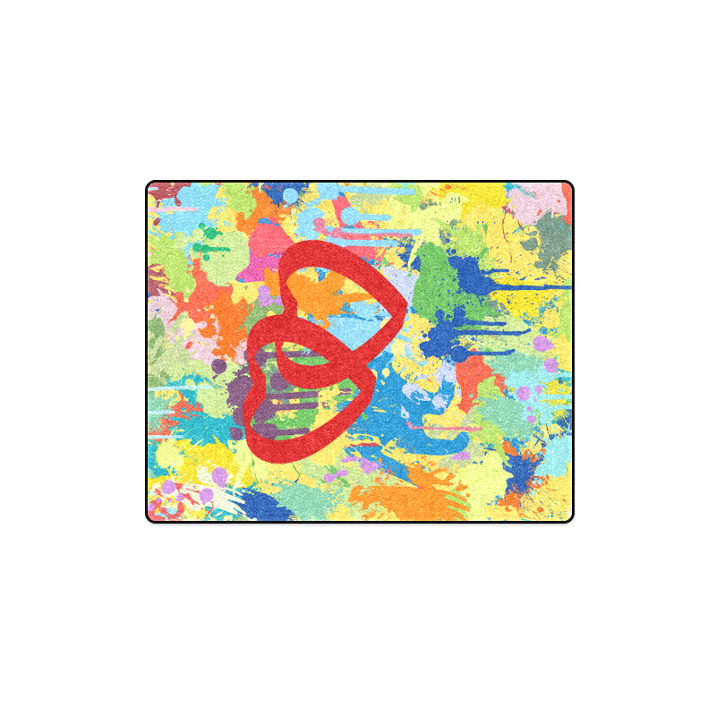 Love Hearts Colorful Splash Design Blanket 40"x50"