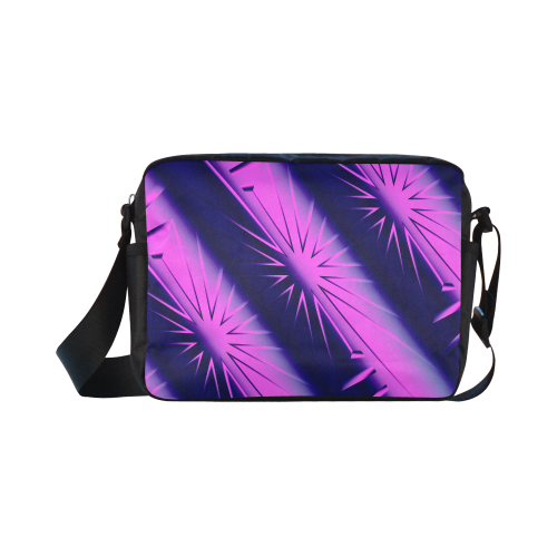 Purple and Blue Starburst Abstract Classic Cross-body Nylon Bags (Model 1632)