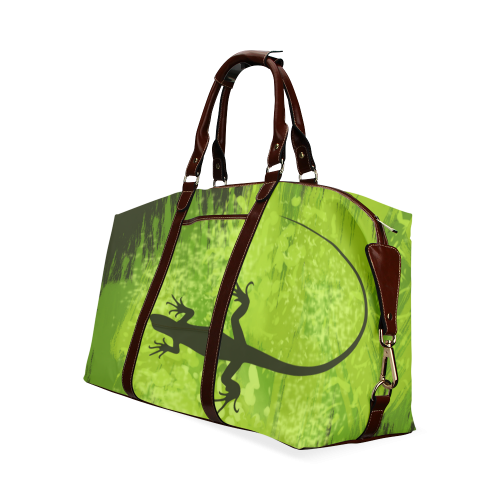 Green Lizard Shape Painting Dark Green Classic Travel Bag (Model 1643)
