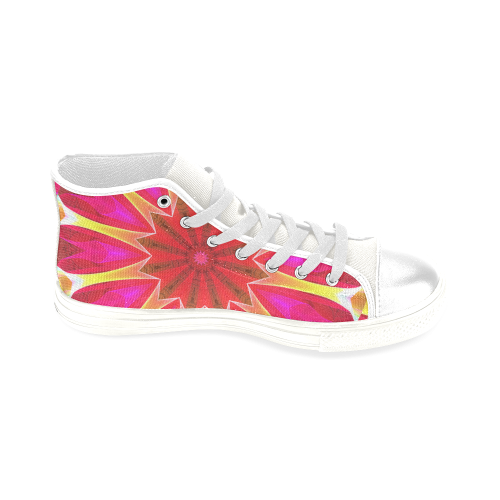 Cherry Daffodil Abstract Modern Pink Flowers Zen Men’s Classic High Top Canvas Shoes (Model 017)