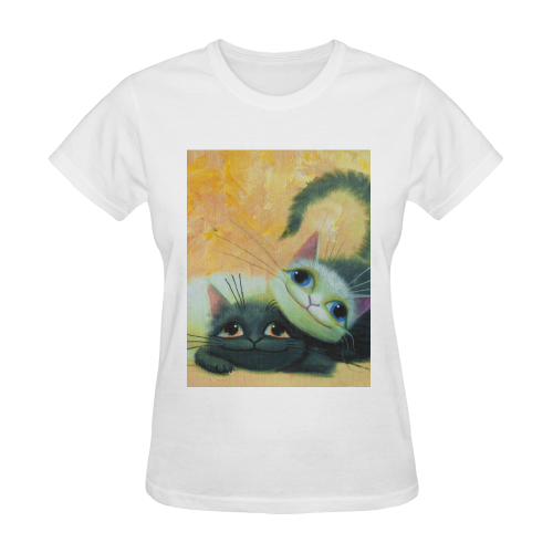 cat play Sunny Women's T-shirt (Model T05)