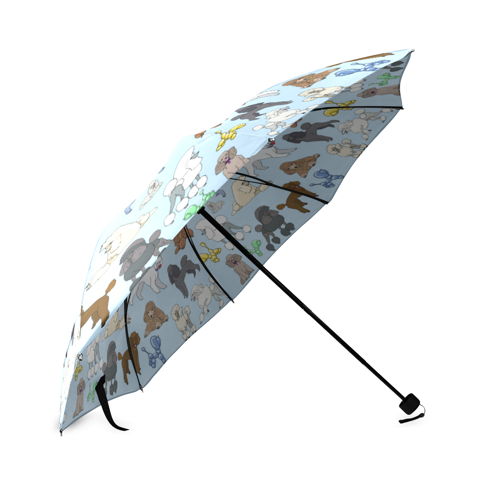 poodle umbrella lt blue Foldable Umbrella (Model U01)