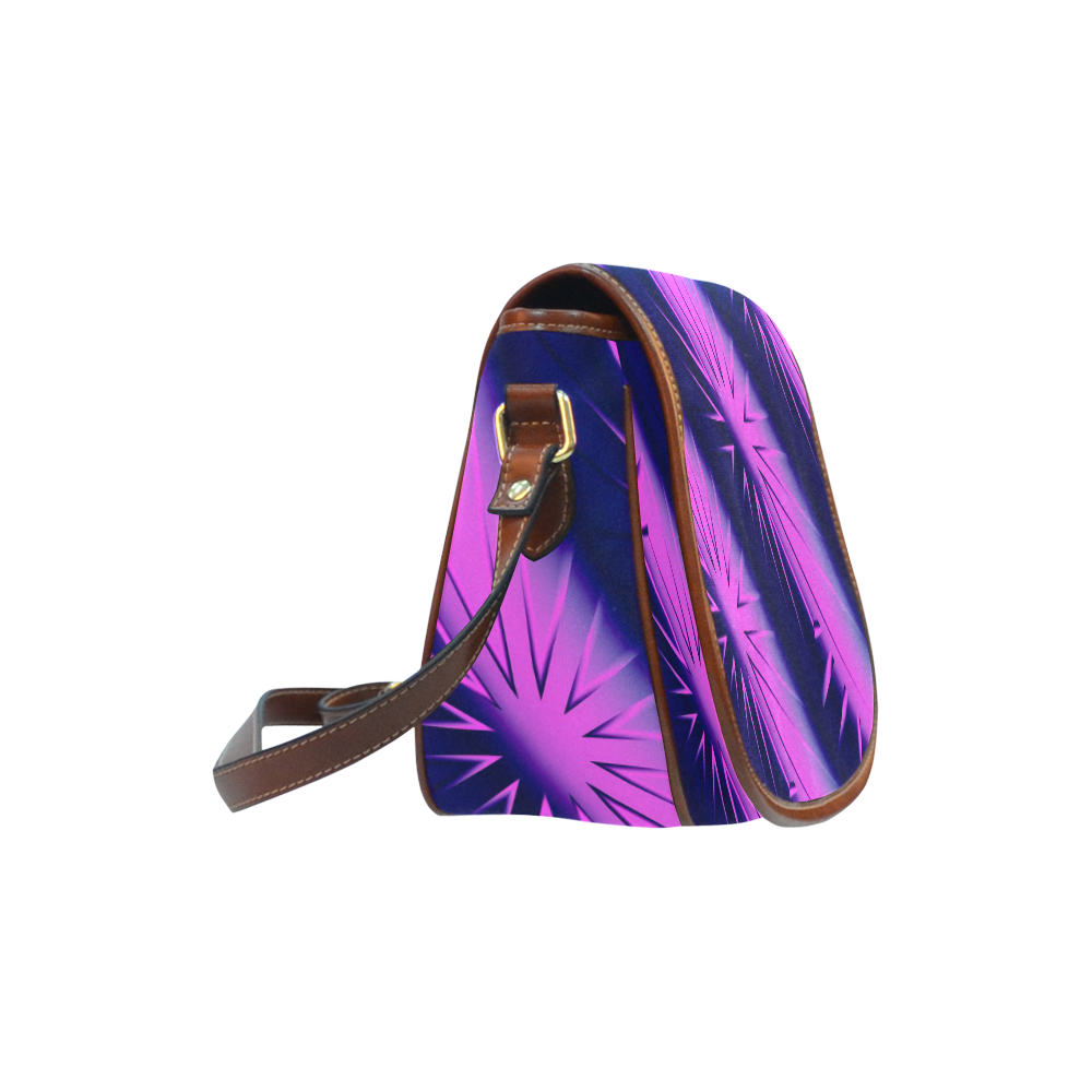 Blue and Purple Abstact Starburst Saddle Bag/Small (Model 1649) Full Customization