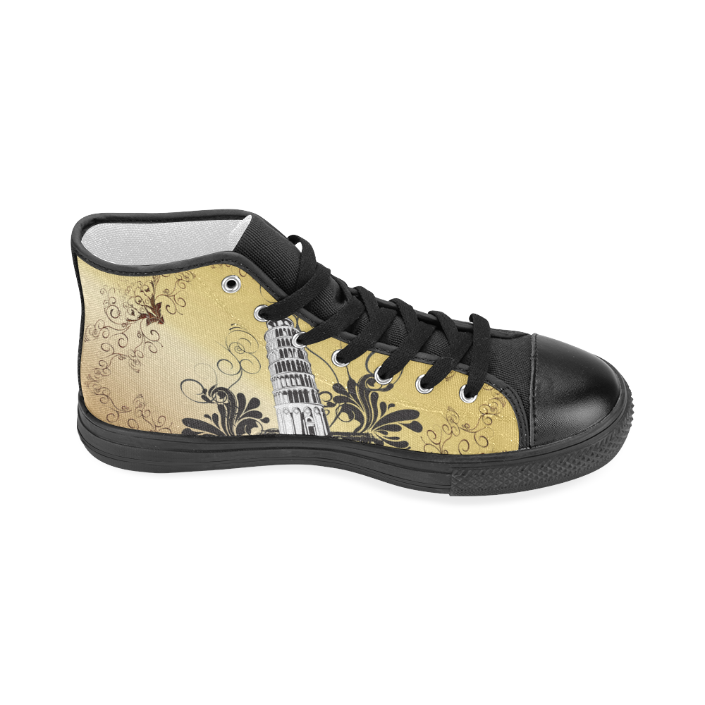 The leaning tower of Pisa Women's Classic High Top Canvas Shoes (Model 017)