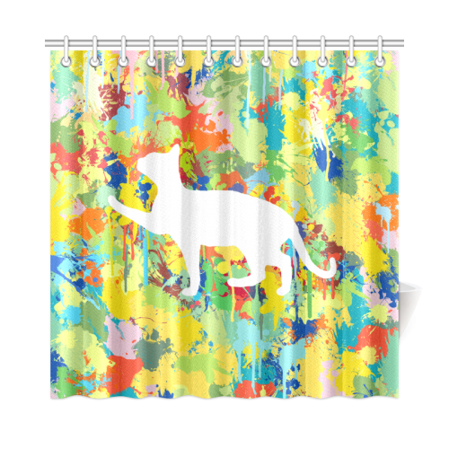 Lovely Cat Colorful Splash Shower Curtain 72"x72"