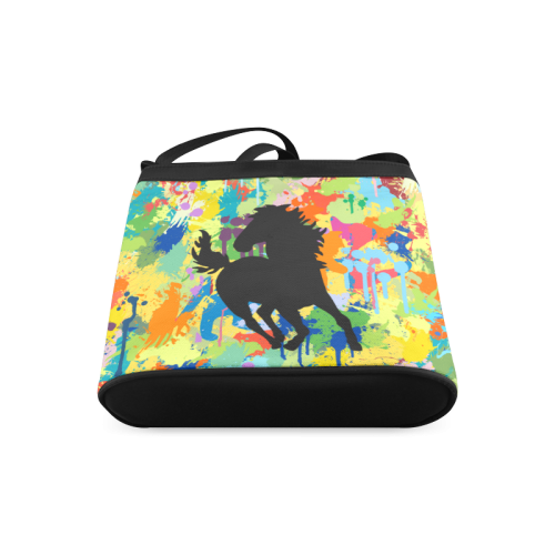 Horse Shape Template Colorful Splash Crossbody Bags (Model 1613)