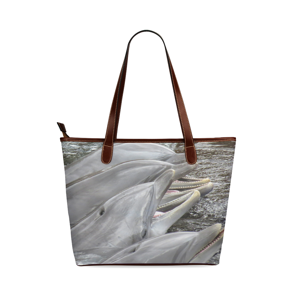 Dolphin Smiles Shoulder Tote Bag (Model 1646)