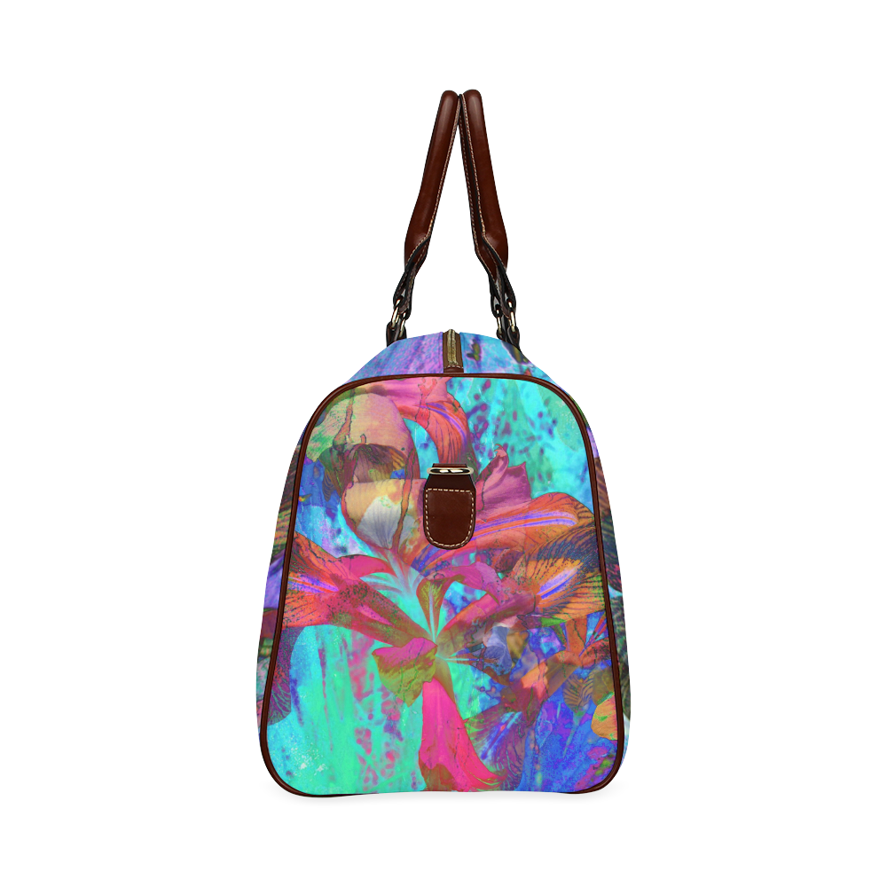 Abstract Iris Blue Travel bag by Martina Webster Waterproof Travel Bag/Small (Model 1639)