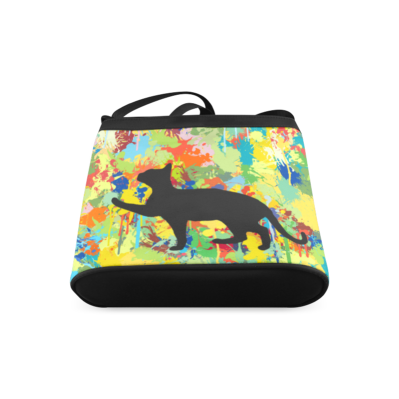 Lovely Cat Colorful Splash Complet Crossbody Bags (Model 1613)