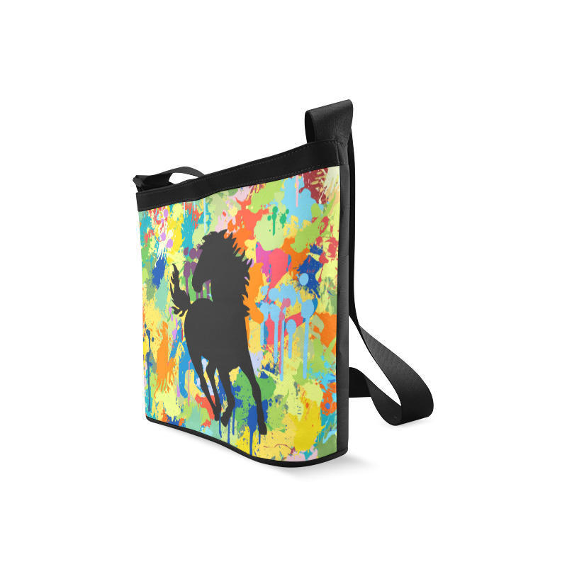 Horse Shape Template Colorful Splash Crossbody Bags (Model 1613)