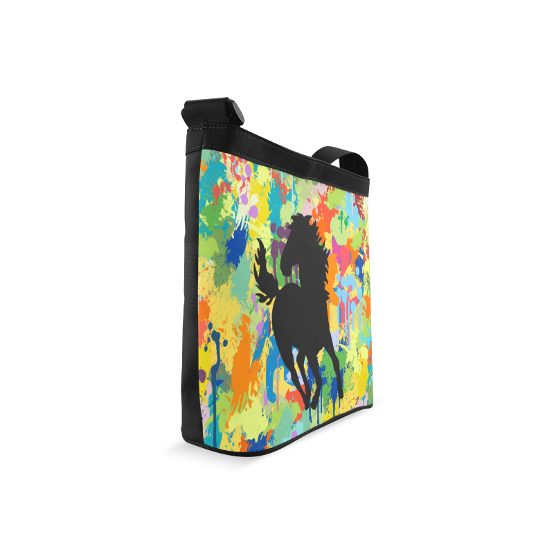 Horse Shape Template Colorful Splash Crossbody Bags (Model 1613)