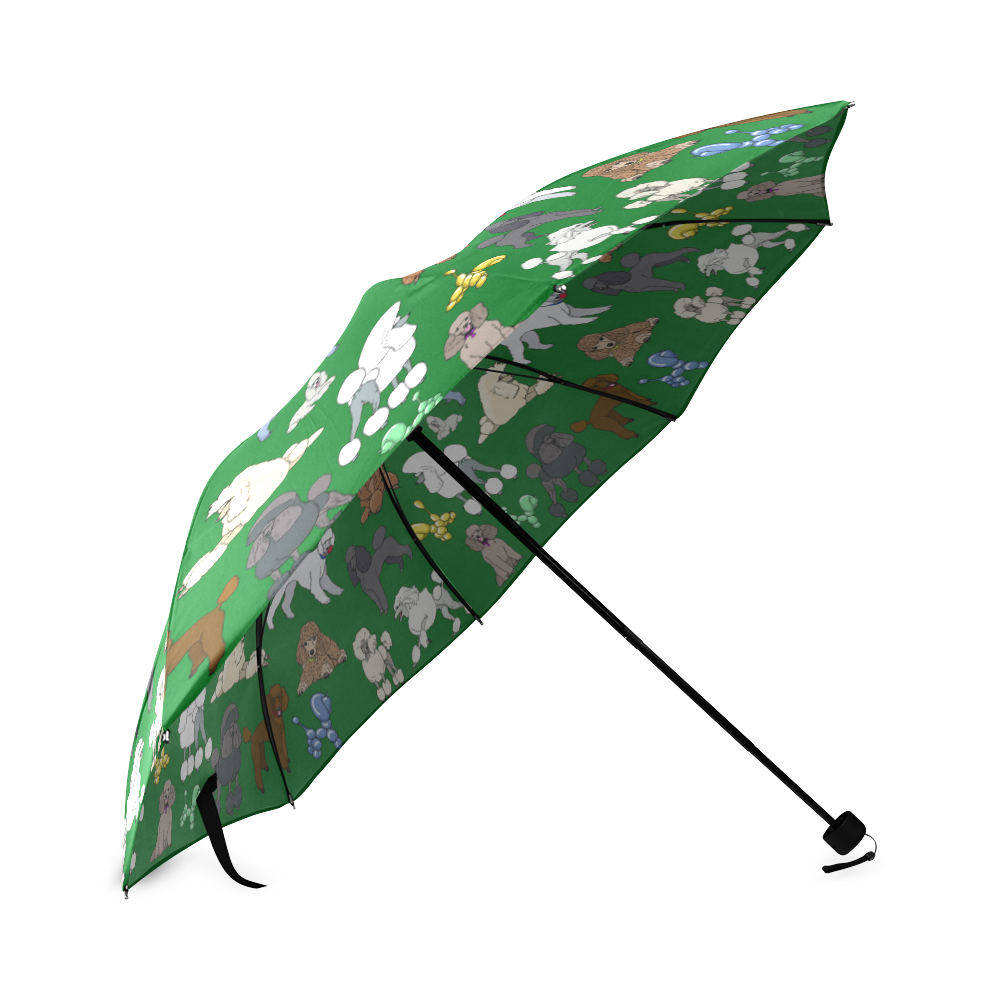 poodle umbrella hunter green Foldable Umbrella (Model U01)
