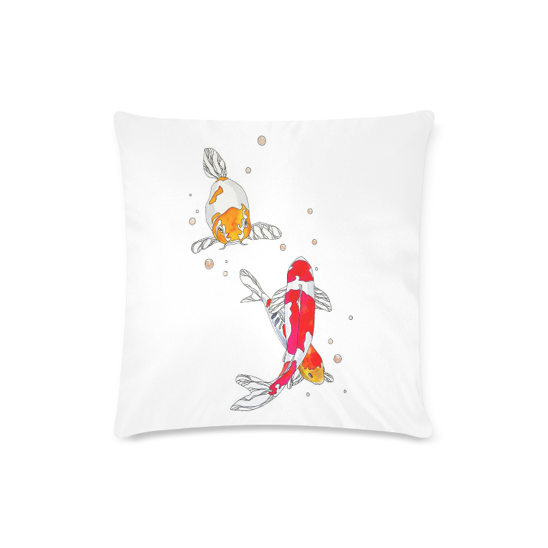 koi Custom Zippered Pillow Case 16"x16"(Twin Sides)