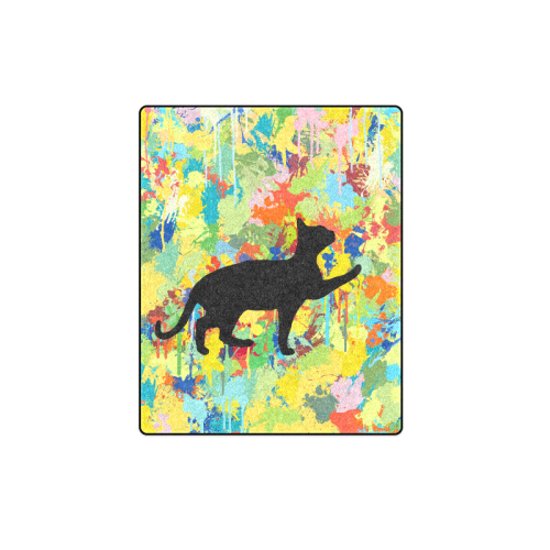 Lovely Cat Colorful Splash Complet Blanket 40"x50"