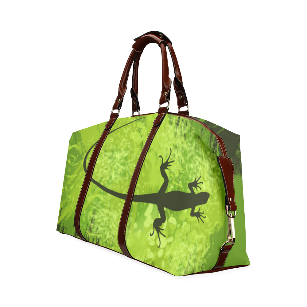 Green Lizard Shape Painting Dark Green Classic Travel Bag (Model 1643)