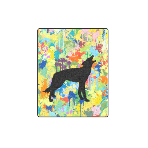 Free Wolf Colorful Splash Blanket 40"x50"