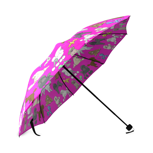 poodle umbrella fuchia Foldable Umbrella (Model U01)