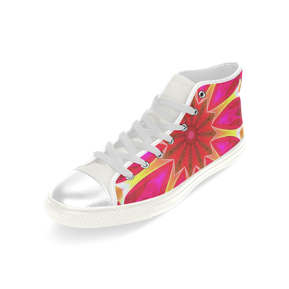 Cherry Daffodil Abstract Modern Pink Flowers Zen Men’s Classic High Top Canvas Shoes (Model 017)