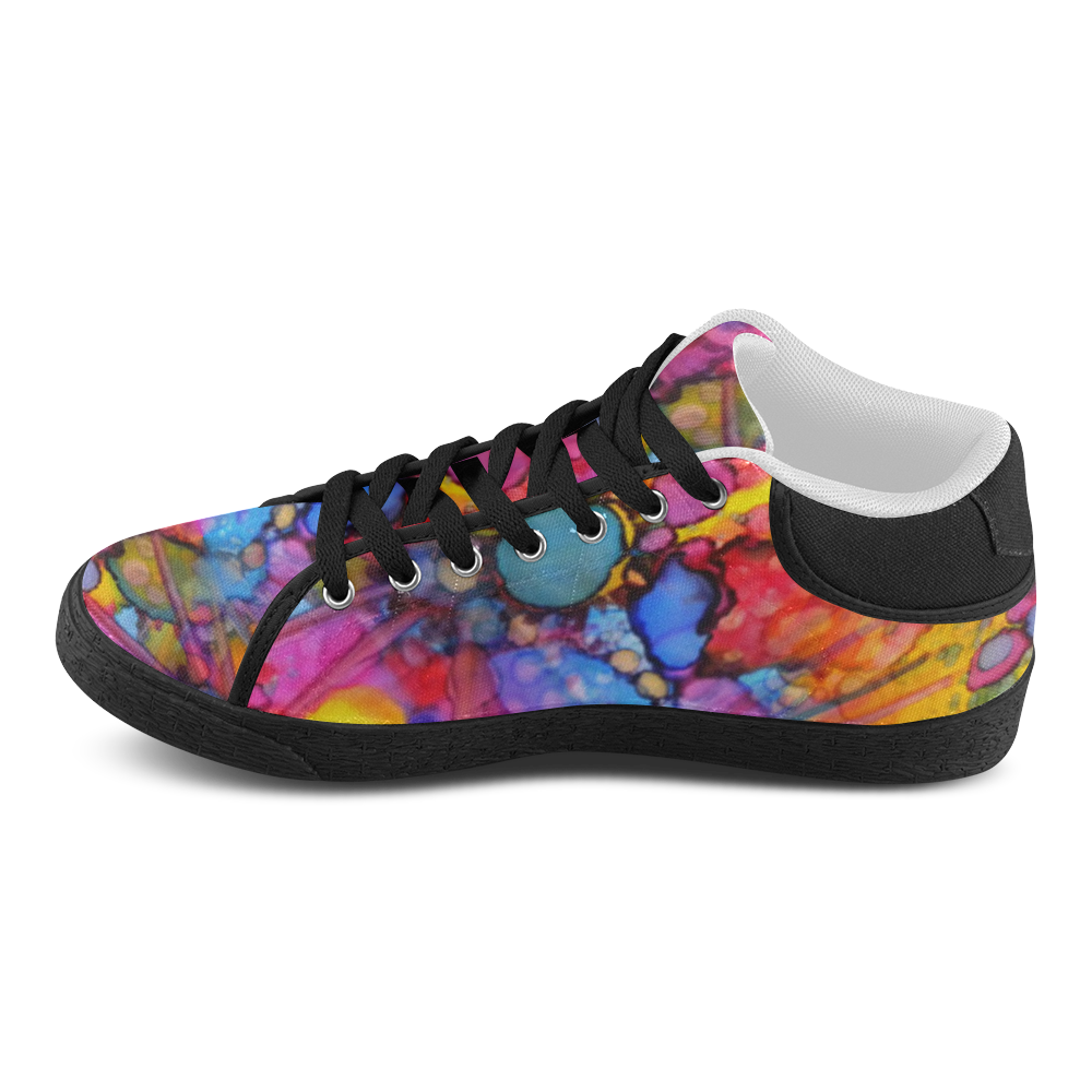 Rainbow Bursts Alcohol Inks Women's Chukka Canvas Shoes (Model 003 ...