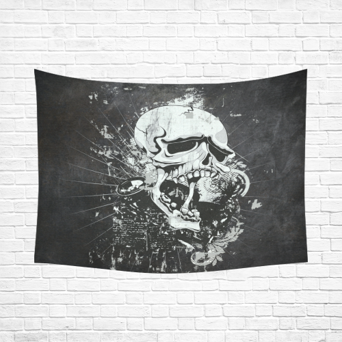 Dark Gothic Skull Cotton Linen Wall Tapestry 80"x 60"