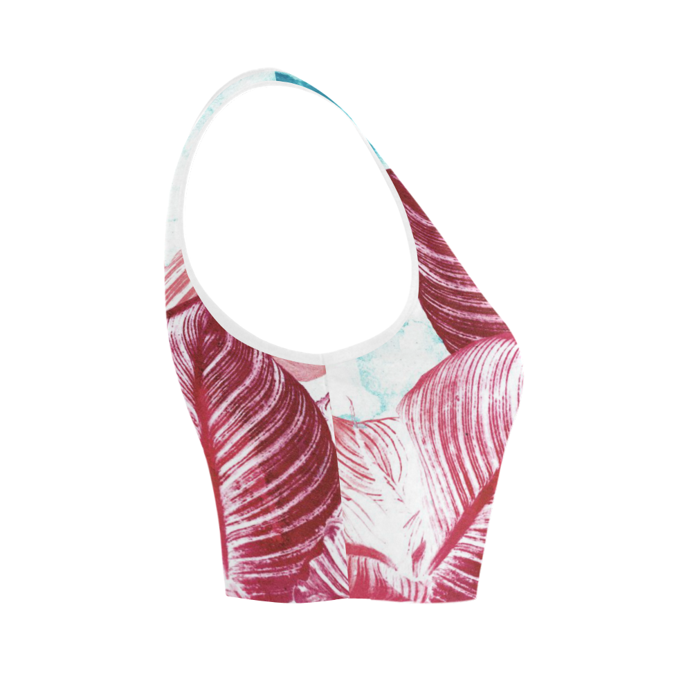 Tropical Canna Leaves Women's Crop Top (Model T42)