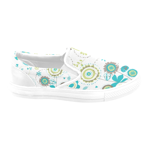 Floral seamless Women's Unusual Slip-on Canvas Shoes (Model 019)