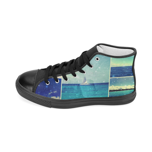 Starry Starry Caribbean Night (black) Women's Classic High Top Canvas Shoes (Model 017)