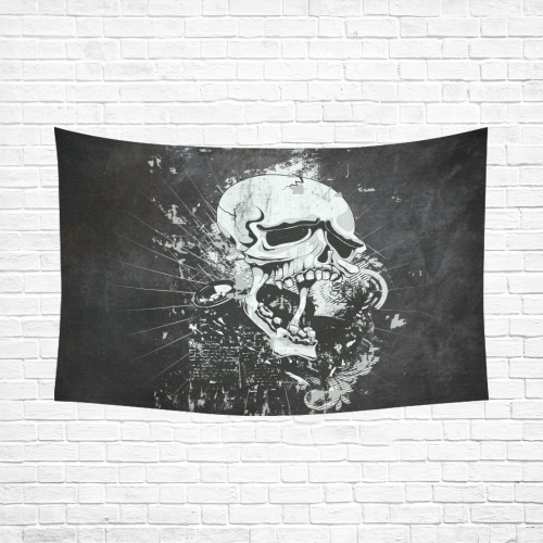 Dark Gothic Skull Cotton Linen Wall Tapestry 90"x 60"