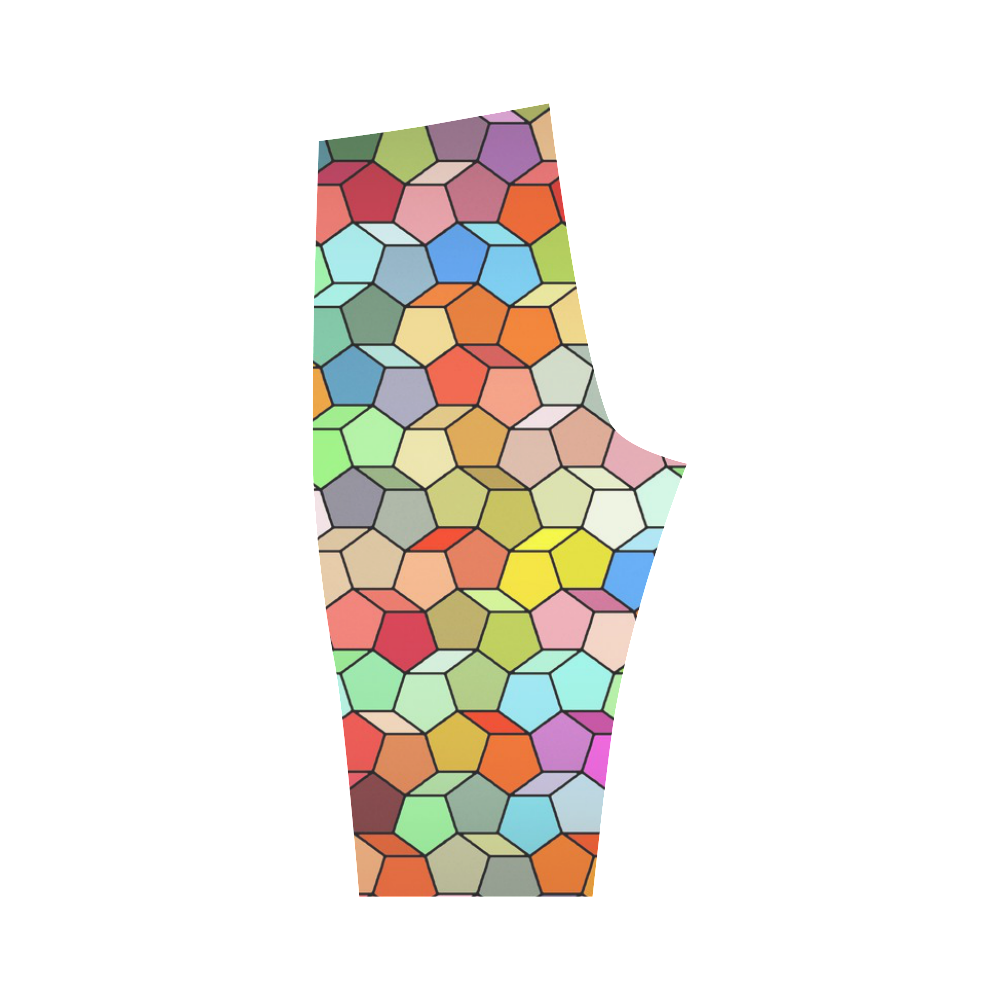 Colorful Polygon Pattern Hestia Cropped Leggings (Model L03)