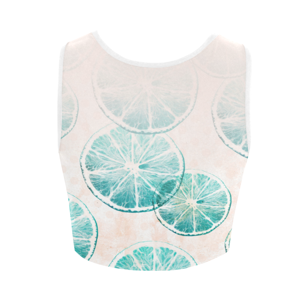 Turquoise Citrus Ombre Women's Crop Top (Model T42)