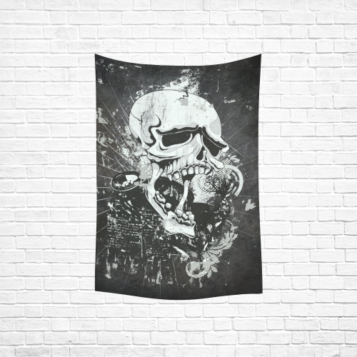 Dark Gothic Skull Cotton Linen Wall Tapestry 40"x 60"