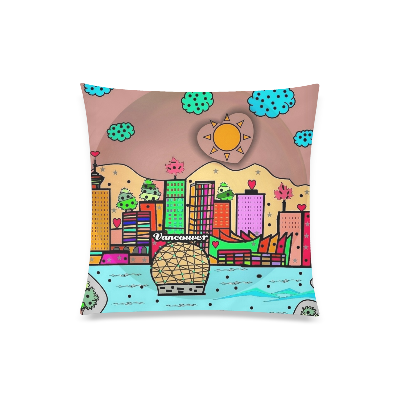 Vancouver Popart by Nico Bielow Custom Zippered Pillow Case 20"x20"(Twin Sides)