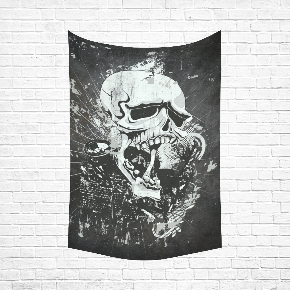Dark Gothic Skull Cotton Linen Wall Tapestry 60"x 90"