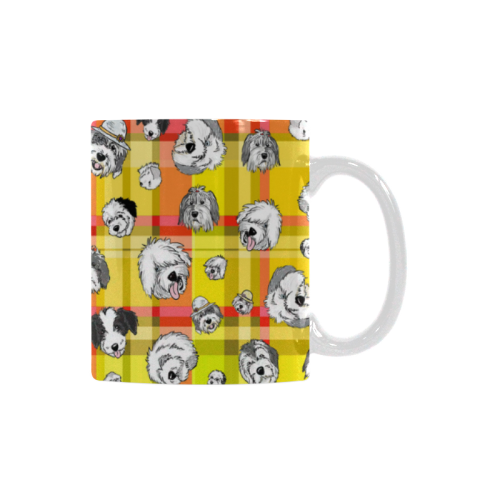 Plaid Sheepies-orange & Yellow White Mug(11OZ)