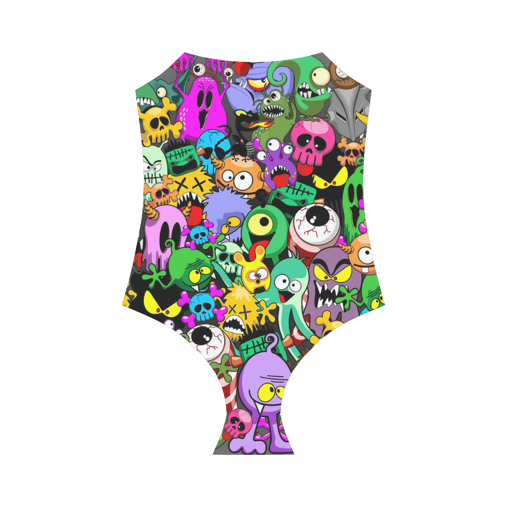 Monsters Doodles Characters Saga Strap Swimsuit ( Model S05)