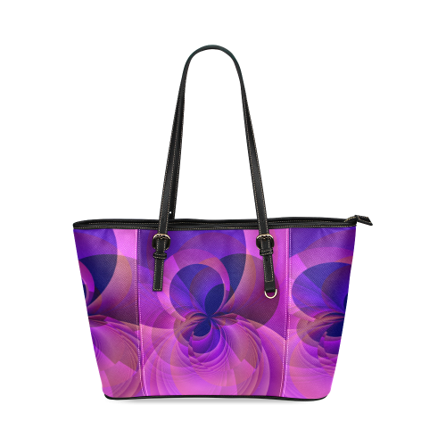 Abstract Infinity in Blue and Purple Leather Tote Bag/Small (Model 1640)