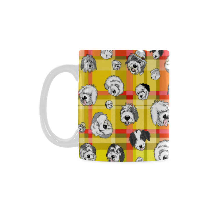 Plaid Sheepies-orange & Yellow White Mug(11OZ)