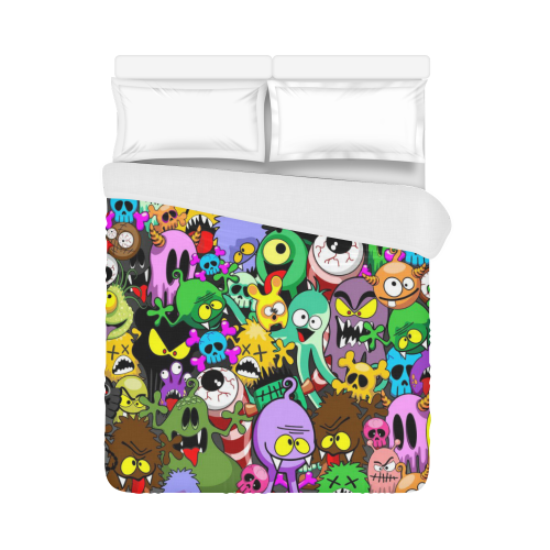 Monsters Doodles Characters Saga Duvet Cover 86"x70" ( All-over-print)