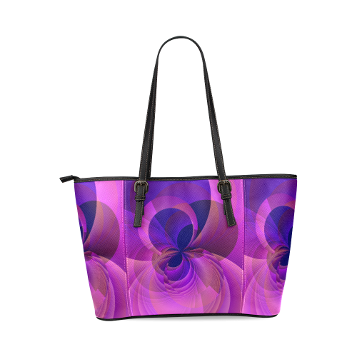 Abstract Infinity in Blue and Purple Leather Tote Bag/Large (Model 1640)