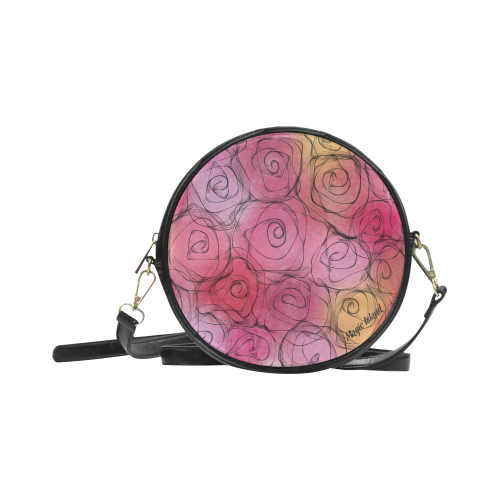 Red Pastel Roses. Inspired by the Magic Island of Gotland. Round Sling Bag (Model 1647)
