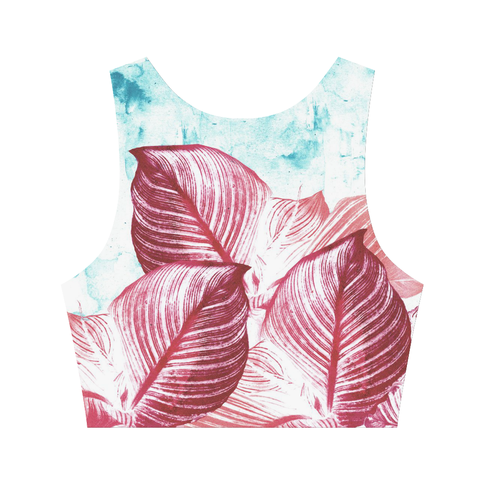 Tropical Canna Leaves Women's Crop Top (Model T42)