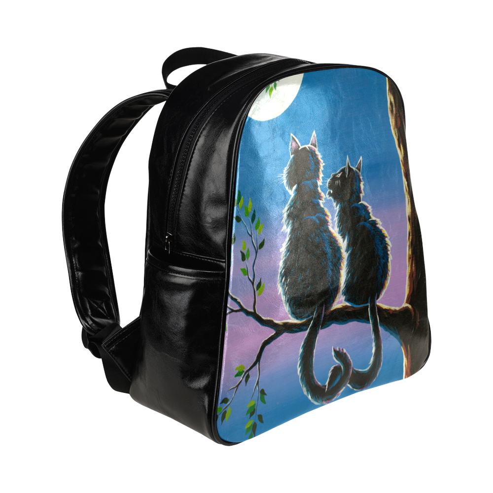 cat in love Multi-Pockets Backpack (Model 1636)