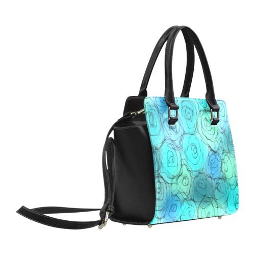 Blue Pastel Roses. Inspired by the Magic Island of Gotland. Classic Shoulder Handbag (Model 1653)